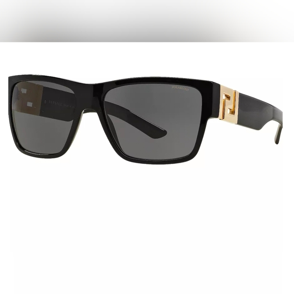 Versace Black/Grey Rectangular Polarized Sunglass… - image 1
